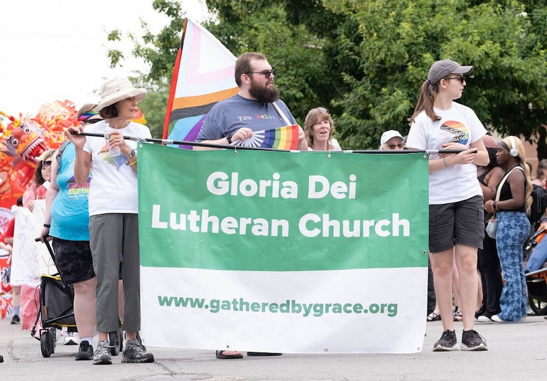 Gloria Dei Lutheran Church in the Iowa City Pride Parade June 15