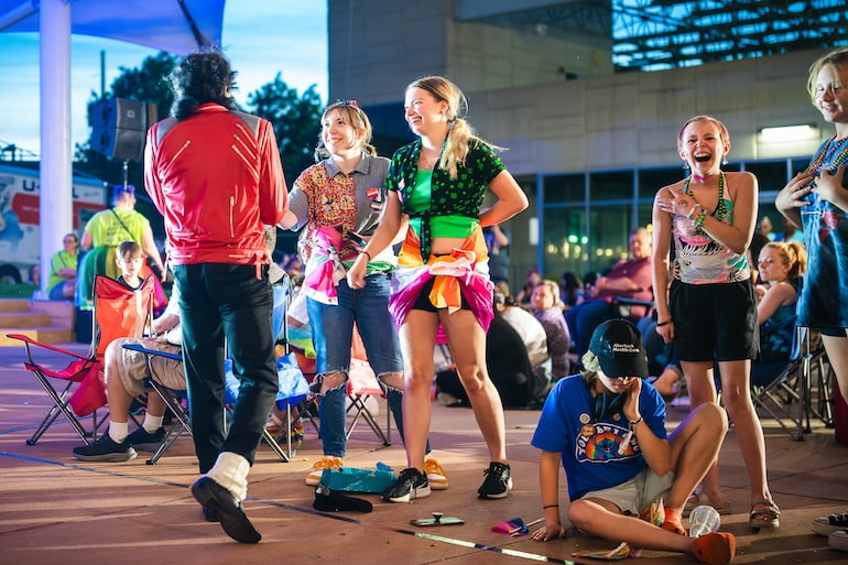 Izzy A Mess, Michael Jackson impersonator, at Pride Party at Bass Street Landing June 15.