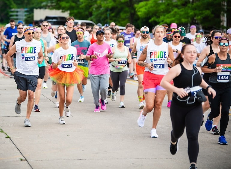 Crowd of runners in Pride 5K June 15 in Moline