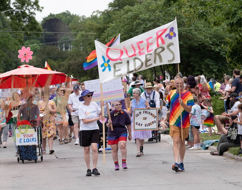 Queer Elders in the Iowa City Pride Parade June 15