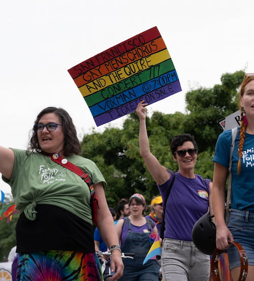 The Quire of Eastern Iowa in the Iowa City Pride Parade June 15