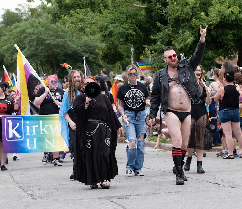 Members of The Satanic Temple - Iowa in the Iowa City Pride Parade June 15