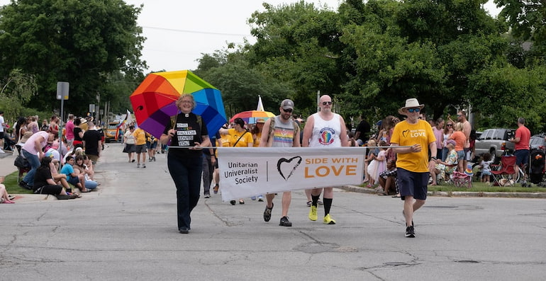 Unitarian Universalist Society in the Iowa City Pride Parade June 15