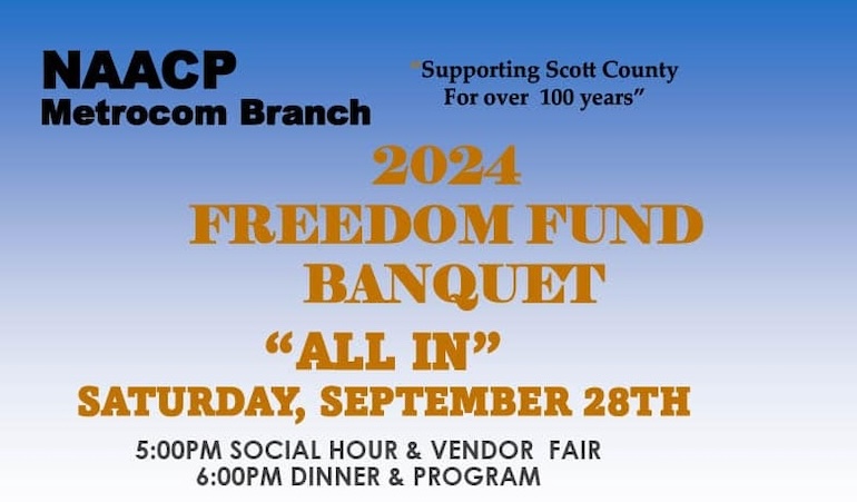 2024 Metrocom NAACP Freedom Fund Banquet • Davenport Help support Metrocom NAACP of Davenport. Freedom Fund Banquet by Metrocom NAACP of Davenport