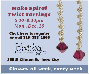 Beadology Iowa December Make Spiral Twist Earrings