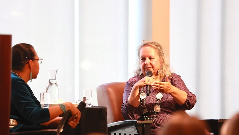 Robin Wall Kimmerer being interviewed