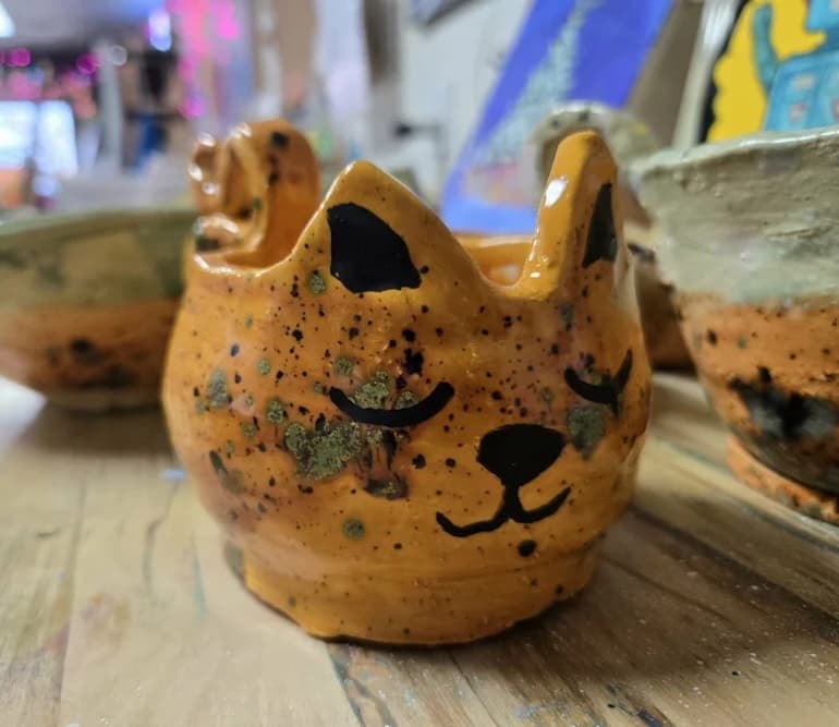 ceramic cozy cat mug