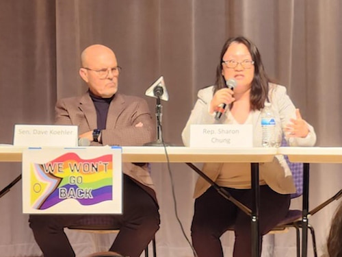 Koehler and Chung at Equality Illinois and Prairie Pride Coalition event