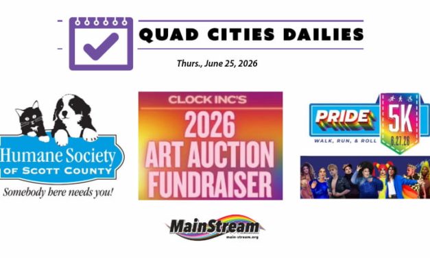 Clock Inc. auctions art today, Saturday brings Pride 5K and Party, shelter waives adoption fees: Quad Cities Dailies for 6-25-26
