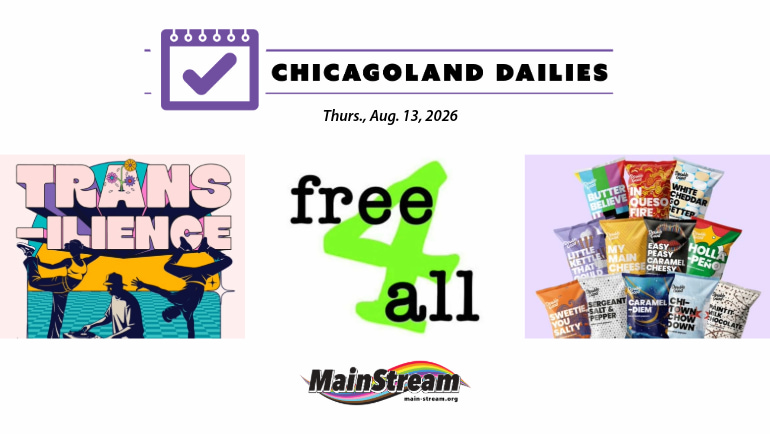 Three days of Trans-ilience, ‘Free 4 All’ at Woodstock Unity,  popcorn fundraiser by Joliet Pride: Chicagoland Dailies for 8-13-26