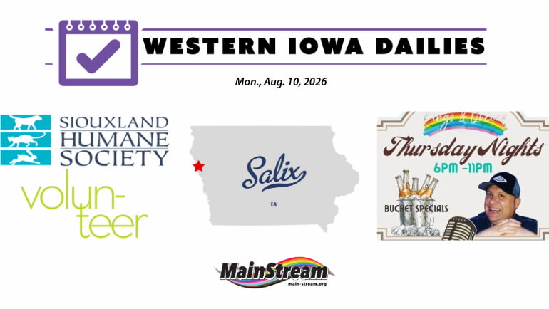 Volunteers for Siouxland Humane Society, data center showdown near Salix, Karaoke at Kings & Queens: Western Iowa Dailies for 8-10-26